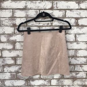Blush Pink Suede Mini Skirt